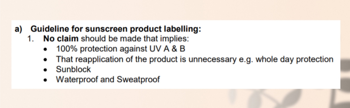 Sunscreen guidelines in 2017, the Malaysian National Pharmaceutical Regulatory Agency (NPRA) banned the use of the word “sunblock” myeppo