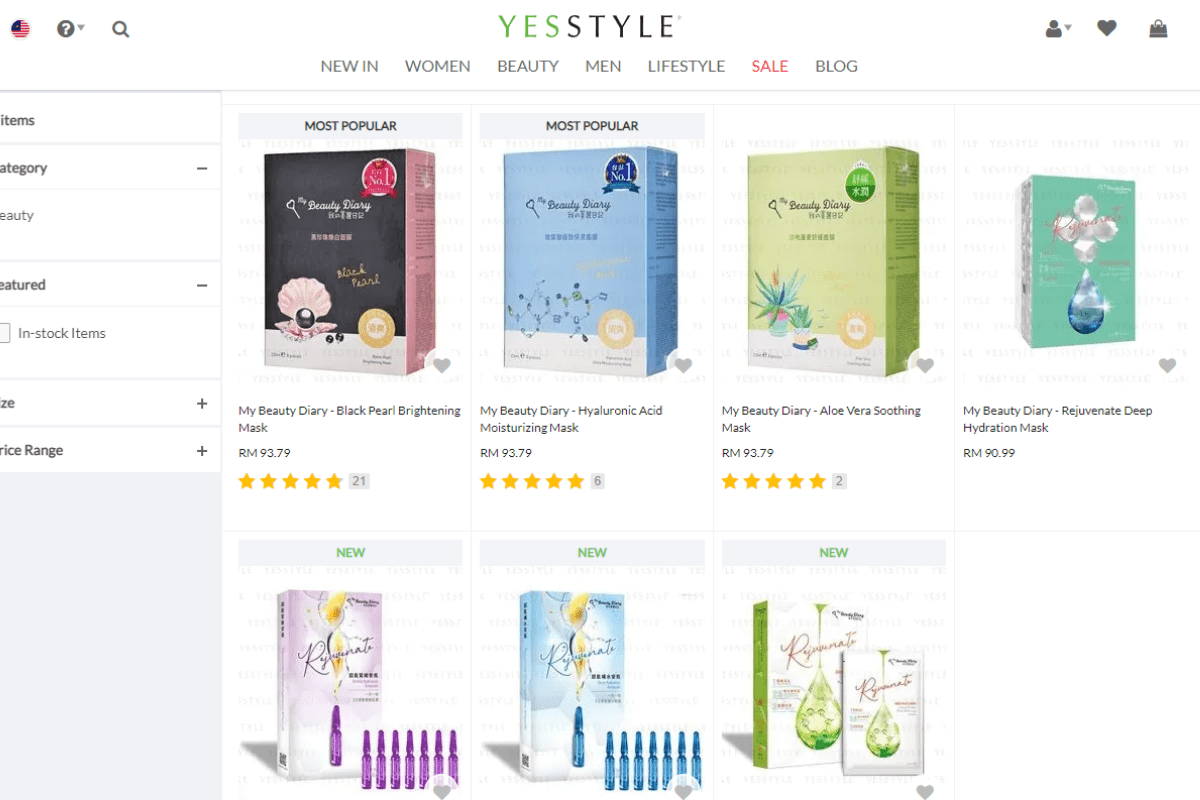 yesstyle my beauty diary mask myeppo